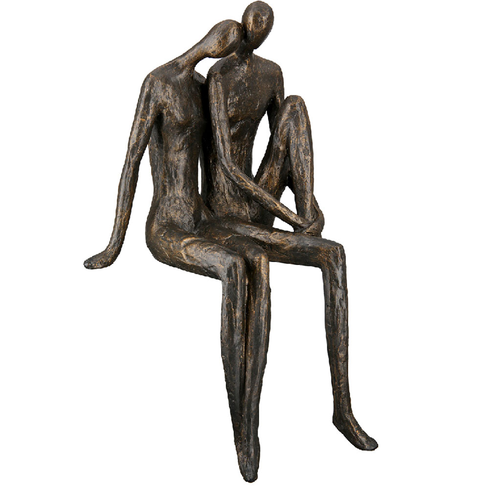 Genevia Synthetic Resin Couple Sitting Sculpture in Antique