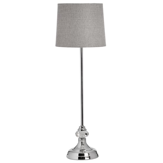 Product photograph of Genial Metal Table Lamp In Silver With Grey Shade from Furniture in Fashion