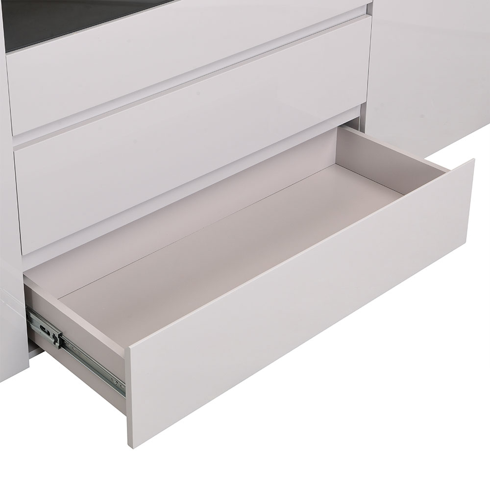 Genie Wide High Gloss Sideboard with 2 Doors 3 Drawers in Cashmere and LED