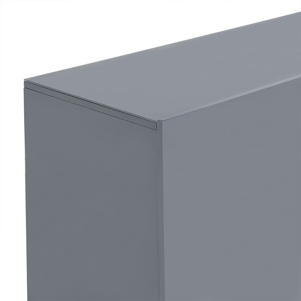 Genie Wide High Gloss Sideboard with 2 Doors 3 Drawers in Strada Grey and LED