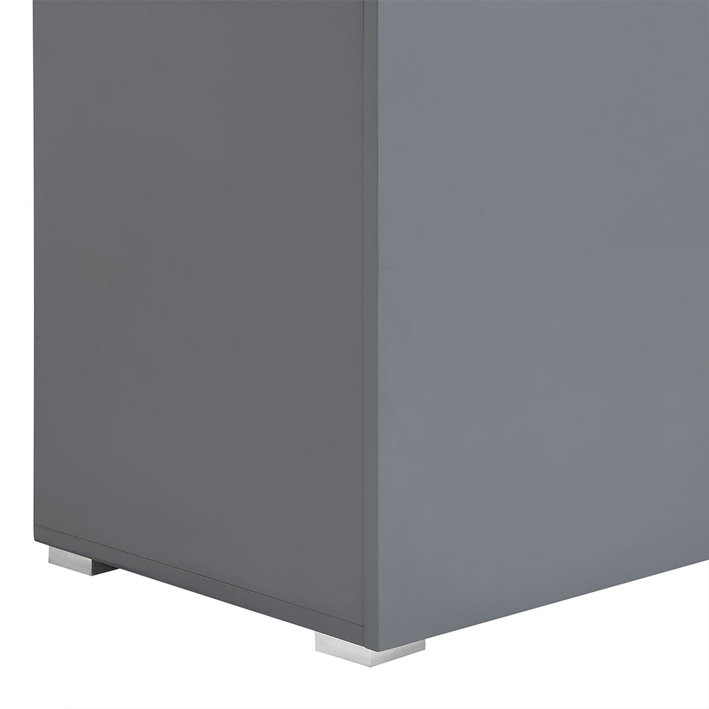 Genie Wide High Gloss Sideboard with 2 Doors 3 Drawers in Strada Grey and LED