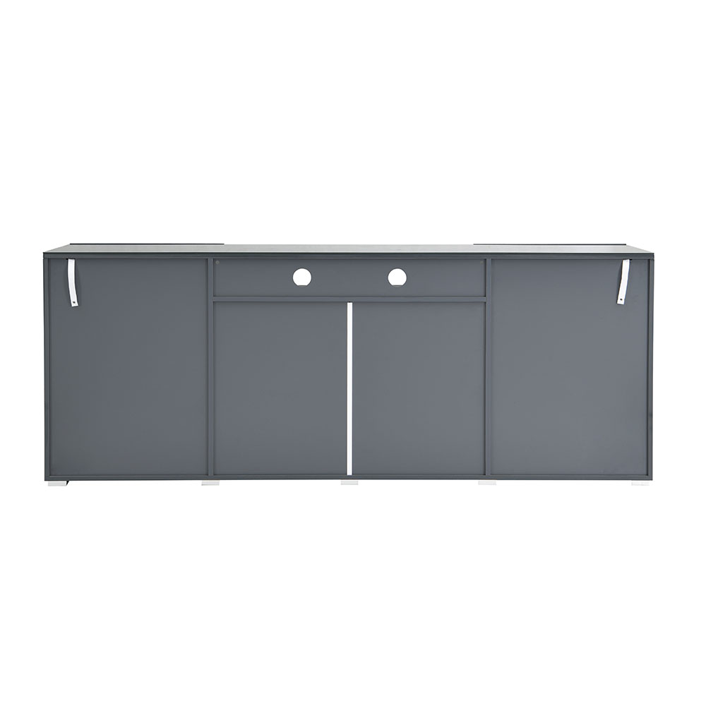 Genie Wide High Gloss Sideboard with 2 Doors 3 Drawers in Strada Grey and LED