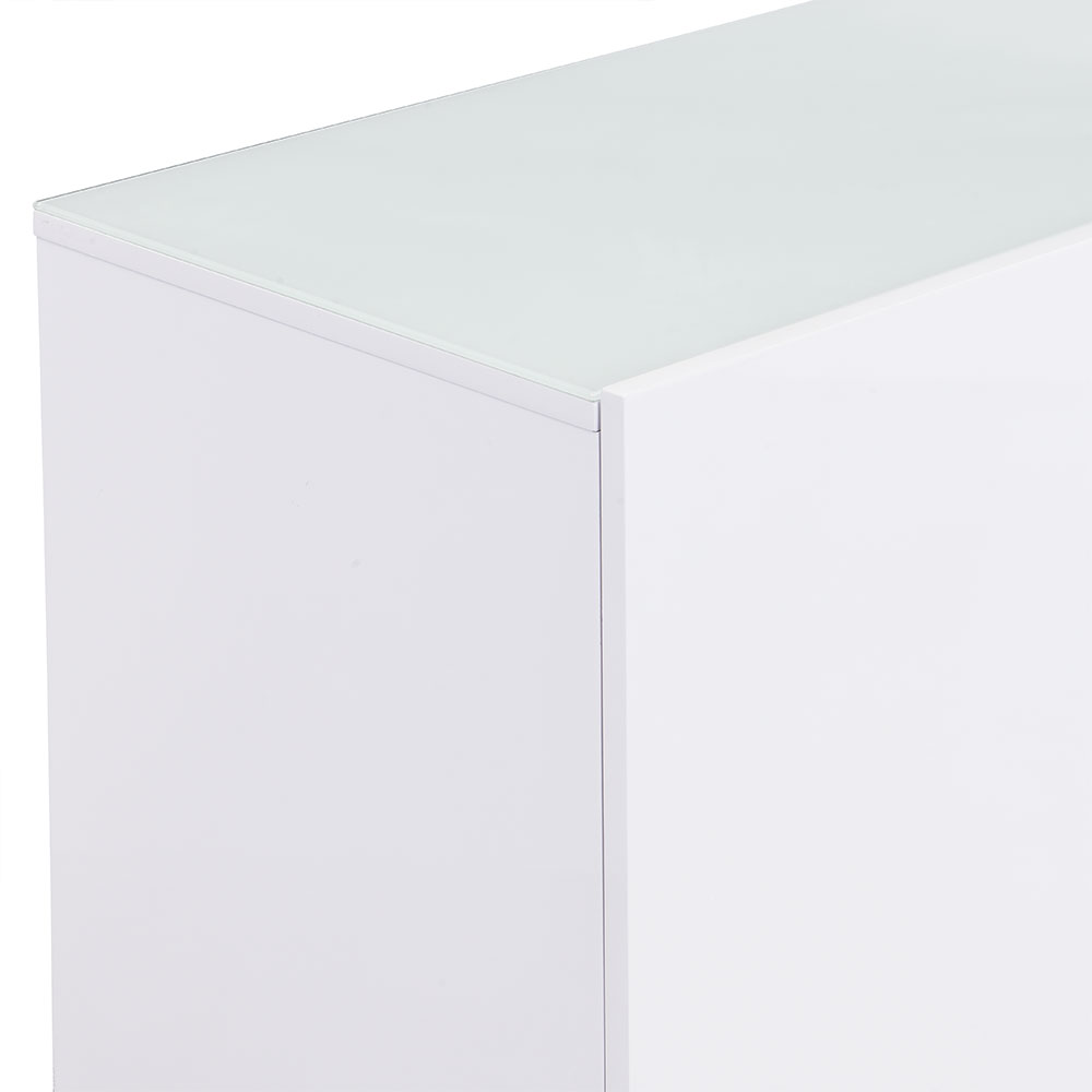 Genie Wide High Gloss Sideboard with 2 Doors 3 Drawers in White and LED