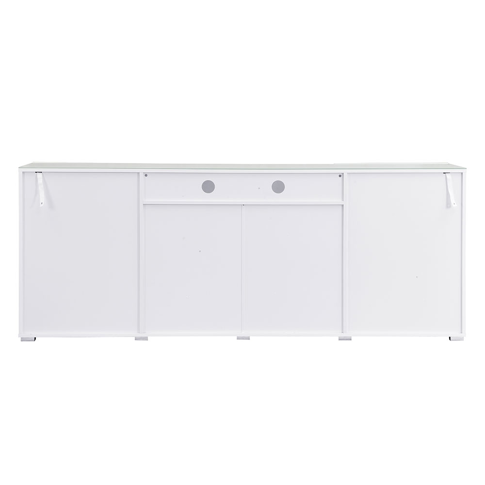 Genie Wide High Gloss Sideboard with 2 Doors 3 Drawers in White and LED