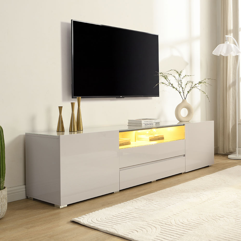 Genie Wide High Gloss TV Stand in Cashmere with LED
