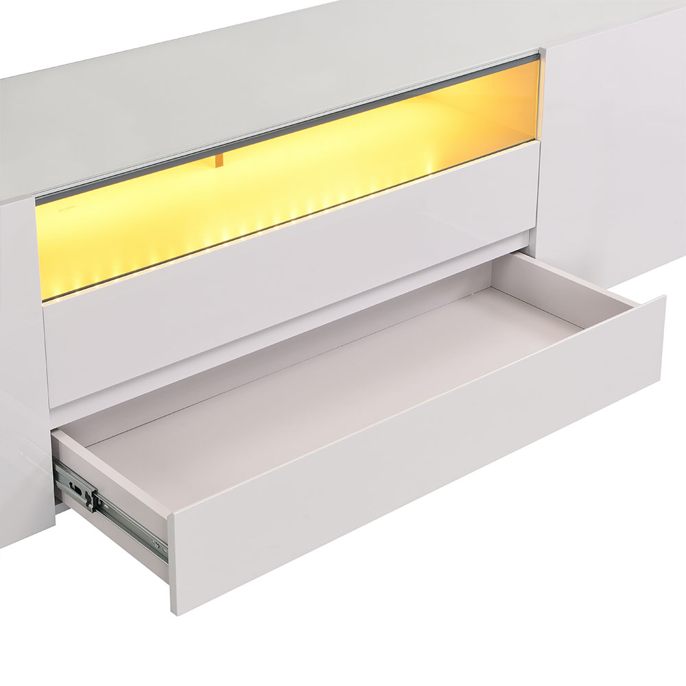 Genie Wide High Gloss TV Stand in Cashmere with LED