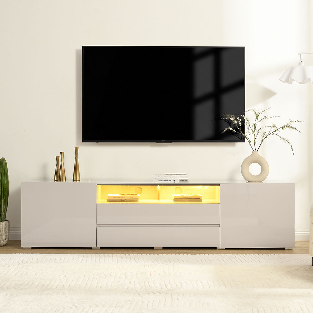 Genie Wide High Gloss TV Stand in Cashmere with LED