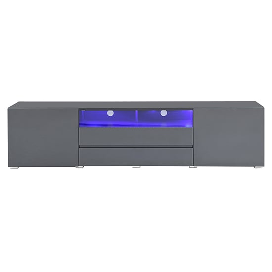 Genie Wide High Gloss TV Stand In Grey With LED Lighting_3