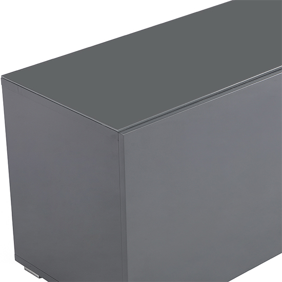 Genie Wide High Gloss TV Stand In Grey With LED Lighting