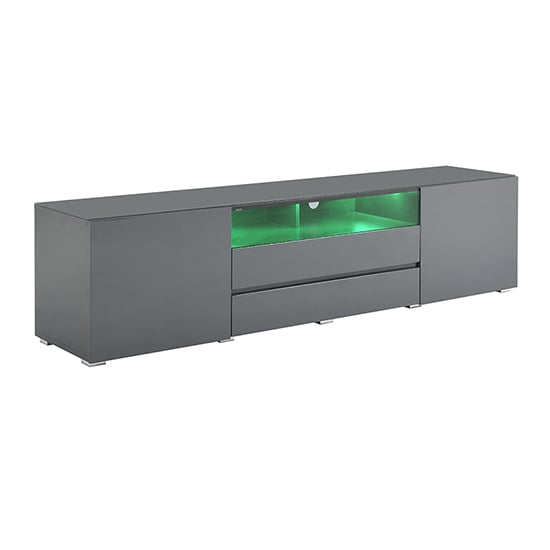 Genie Wide High Gloss TV Stand In Grey With LED Lighting_7