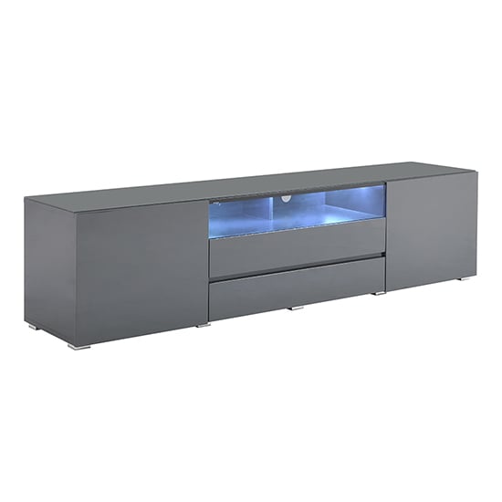 Genie Wide High Gloss TV Stand In Grey With LED Lighting_8