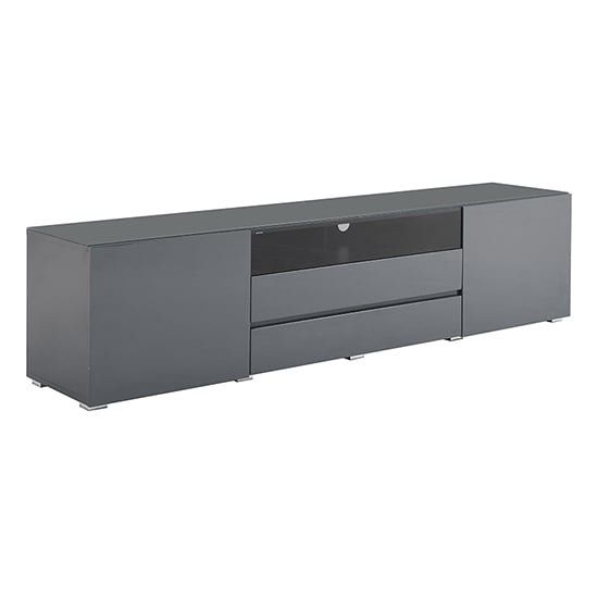 Genie Wide High Gloss TV Stand In Grey With LED Lighting_9