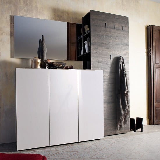 Read more about Genie hallway furniture set 4 in white high gloss and wenge