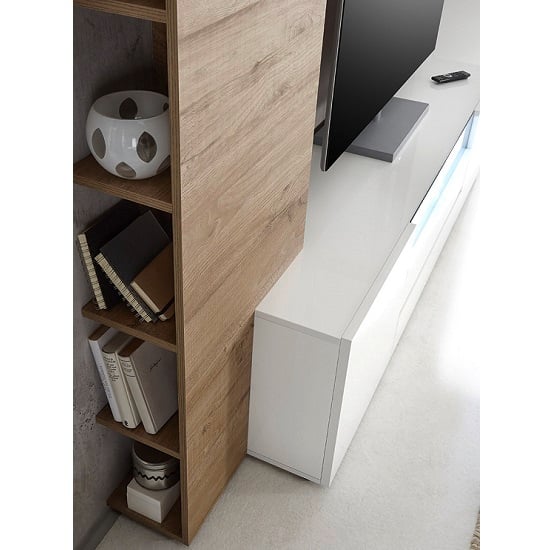 Genie Living Room Set 1 in White High Gloss And Oak With LED_3