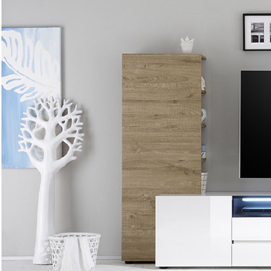 Genie Living Room Set 1 in White High Gloss And Oak With LED_5