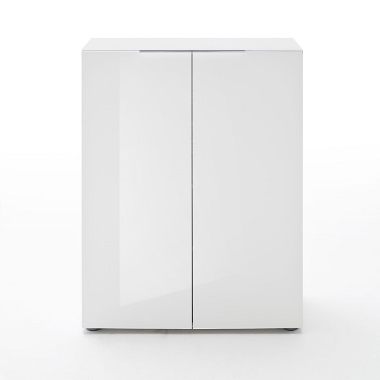 Read more about Genie modern shoe cabinet in white high gloss with 2 doors