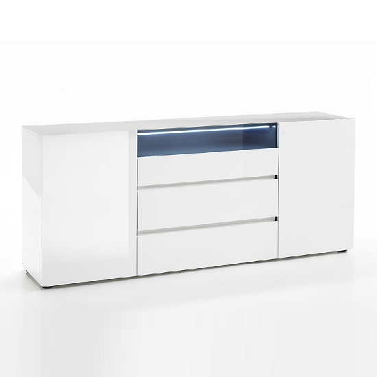 Product photograph of Genie Sideboard In High Gloss White With Led Lighting from Furniture in Fashion