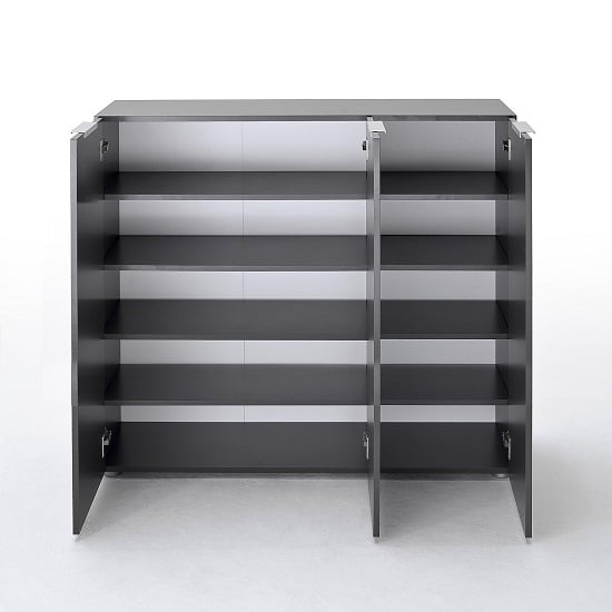 Genie Wide Shoe Cabinet In Matt Anthracite With 3 Doors_3