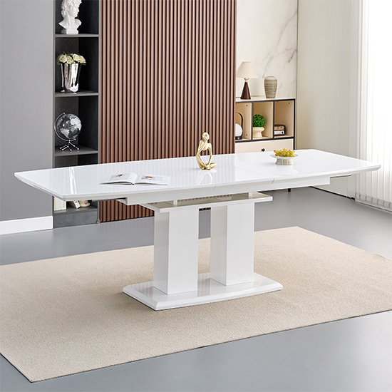 Genisimo Large Gloss Extending Dining Table 8 Symphony Grey Chairs