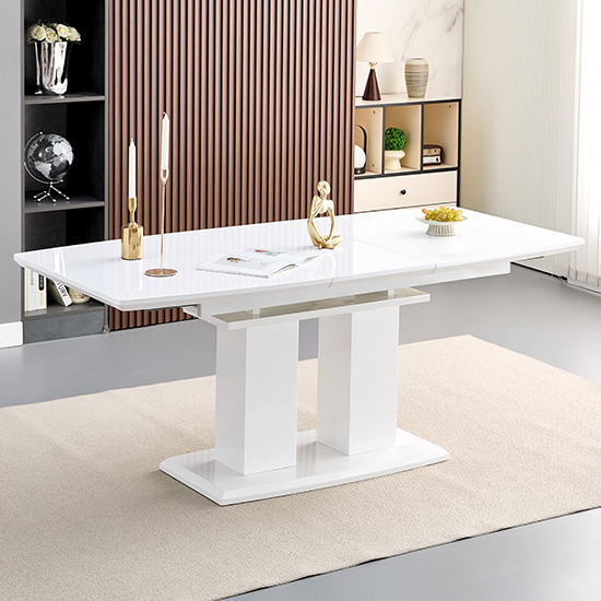 Genisimo Small Gloss Extending Dining Table 4 Demi Z Black Chairs