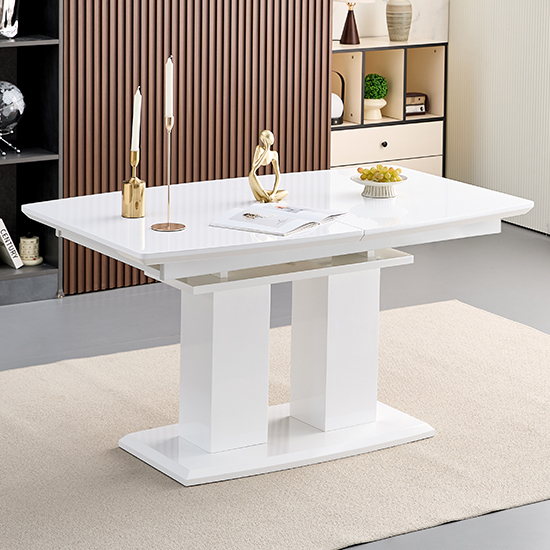 Genisimo Small Gloss Extending Dining Table 4 Demi Z Black Chairs