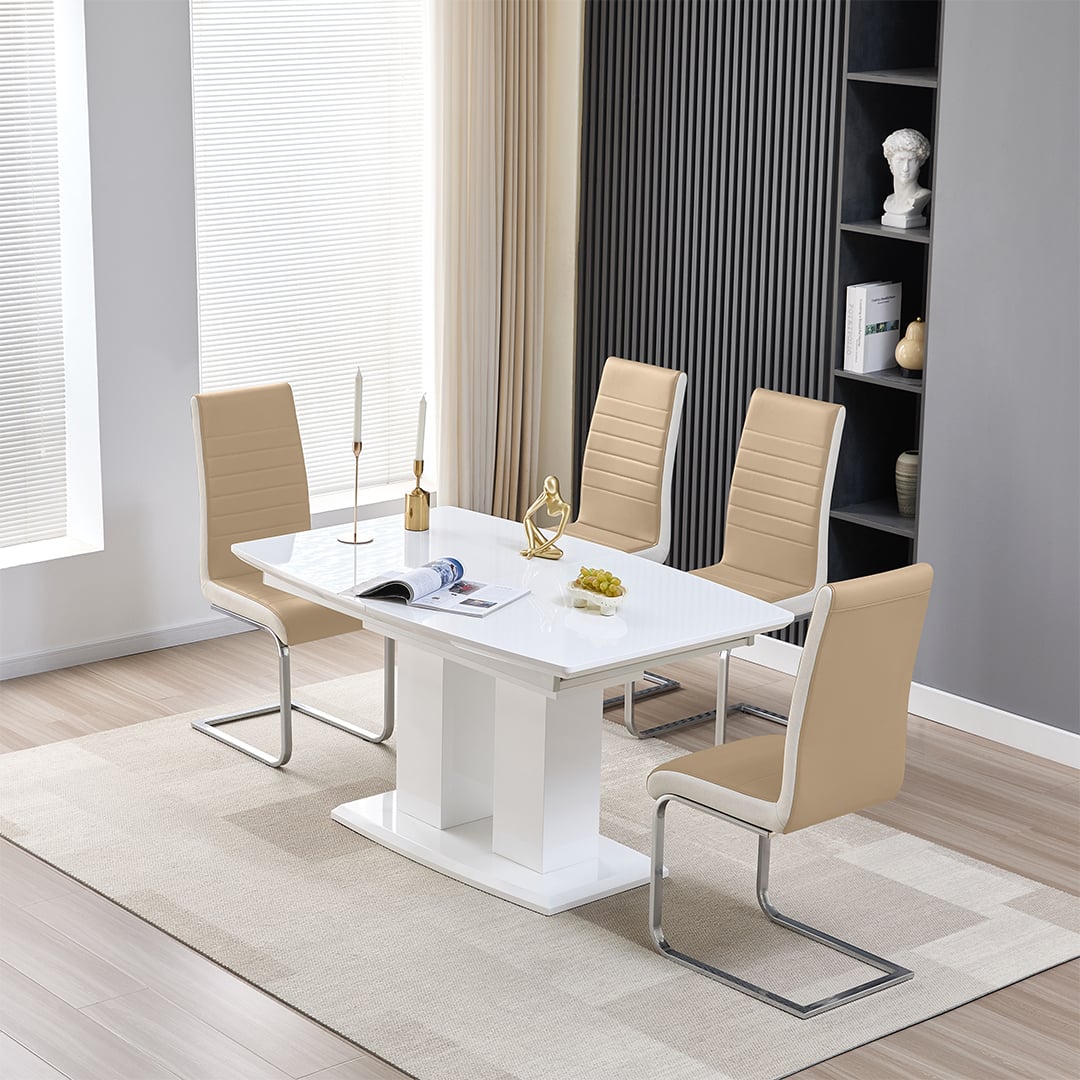 Genisimo Small High Gloss Extending Dining Table In White