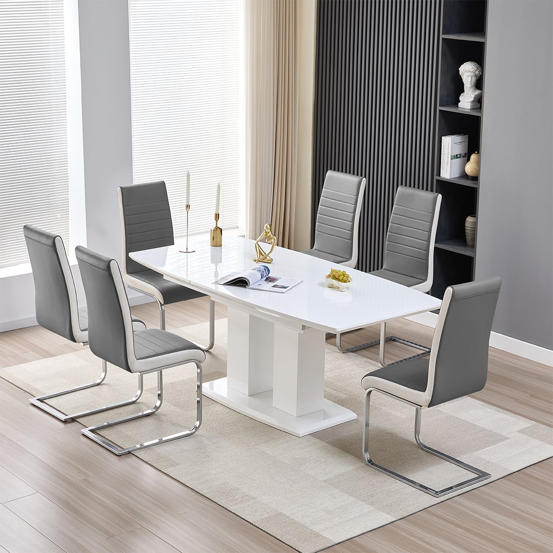 Genisimo Small High Gloss Extending Dining Table In White