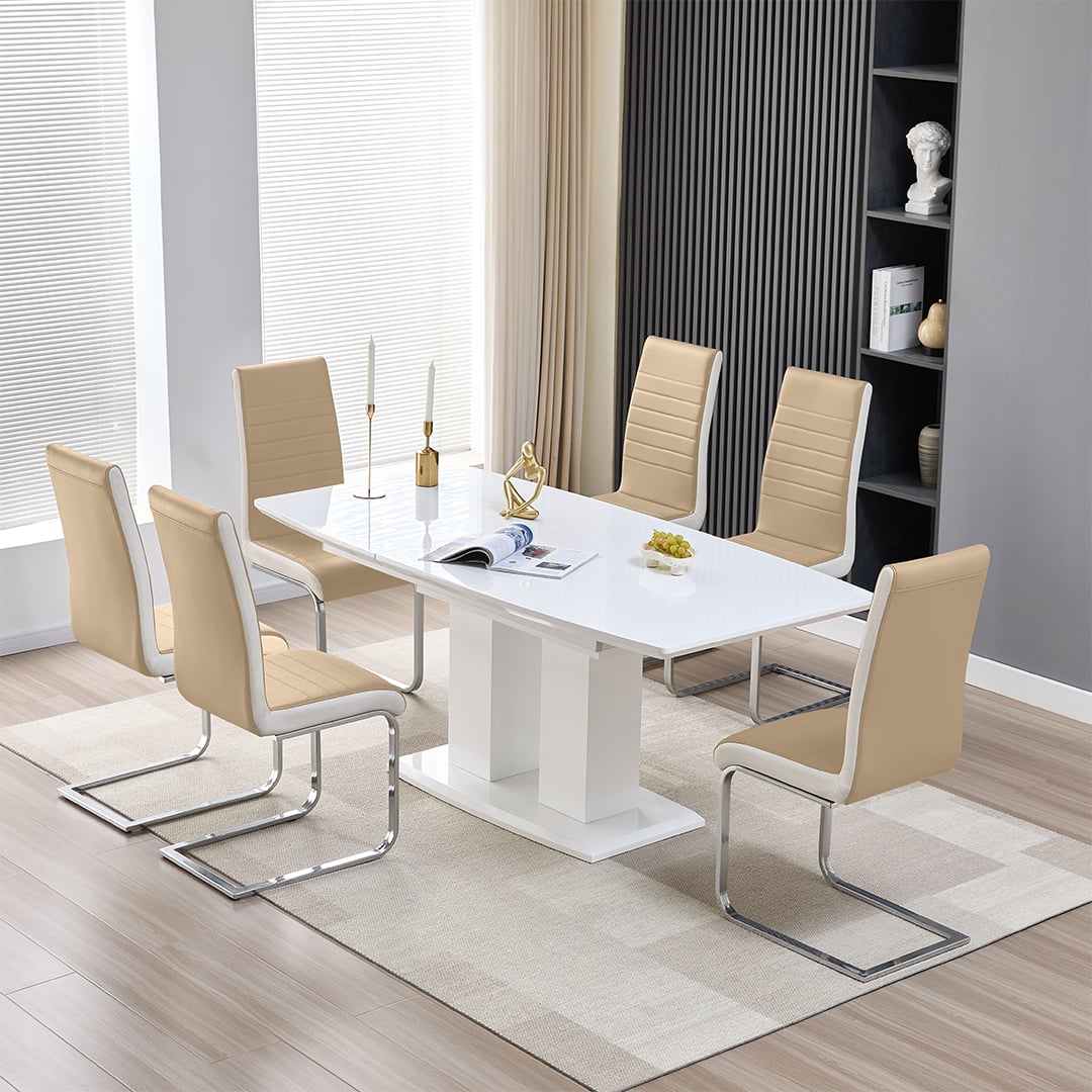 Genisimo Small High Gloss Extending Dining Table In White