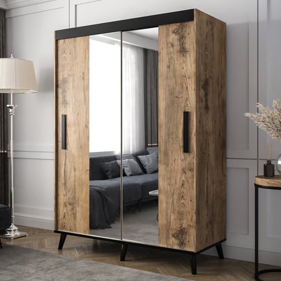 Product photograph of Genoa I Mirrored Wardrobe 2 Sliding Doors 150cm In Chestnut from Furniture in Fashion