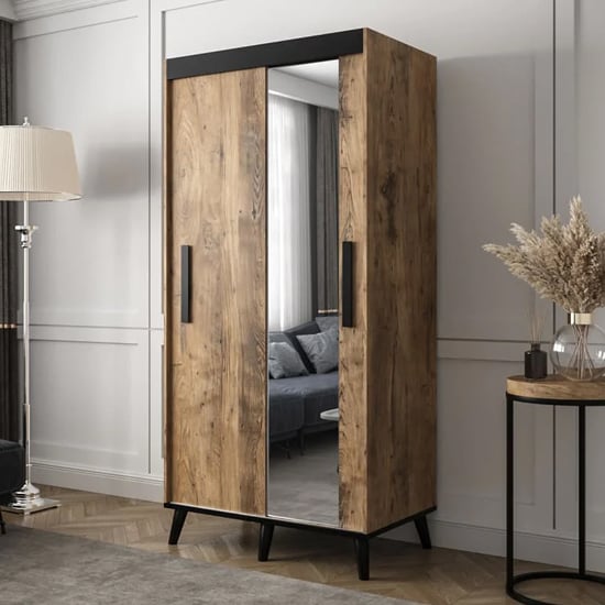 Product photograph of Genoa Ii Mirrored Wardrobe 2 Sliding Doors 100cm In Chestnut from Furniture in Fashion