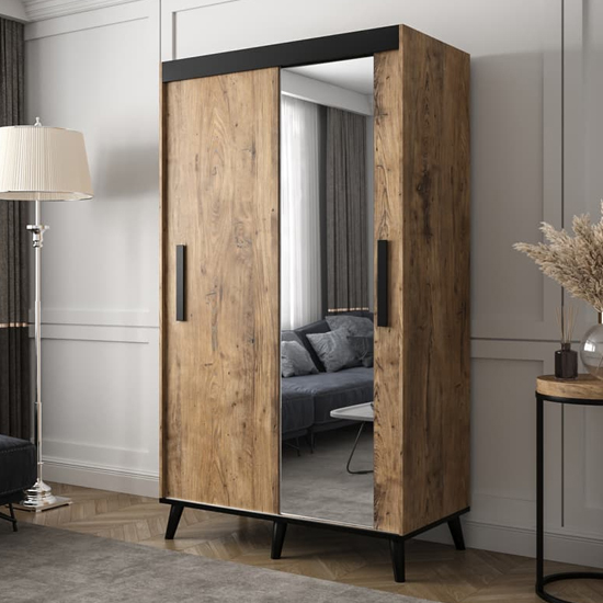 Product photograph of Genoa Ii Mirrored Wardrobe 2 Sliding Doors 120cm In Chestnut from Furniture in Fashion