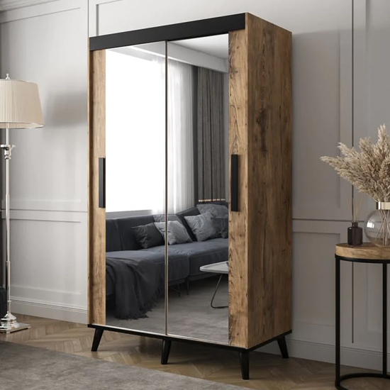 Product photograph of Genoa Iii Mirrored Wardrobe 2 Sliding Doors 120cm In Chestnut from Furniture in Fashion