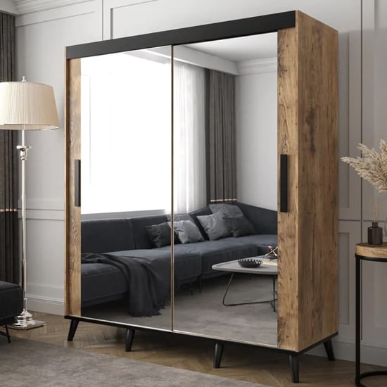 Product photograph of Genoa Iii Mirrored Wardrobe 2 Sliding Doors 150cm In Chestnut from Furniture in Fashion