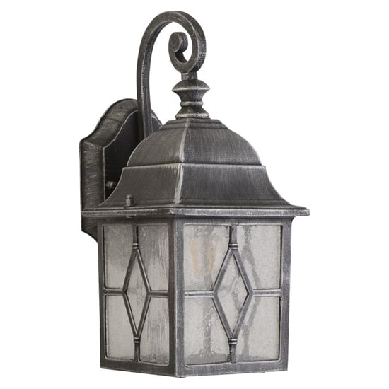 Genoa Outdoor 1 Light Glass Wall Light With Black Silver Frame_2