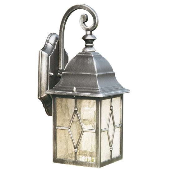 Genoa Outdoor 1 Light Glass Wall Light With Black Silver Frame