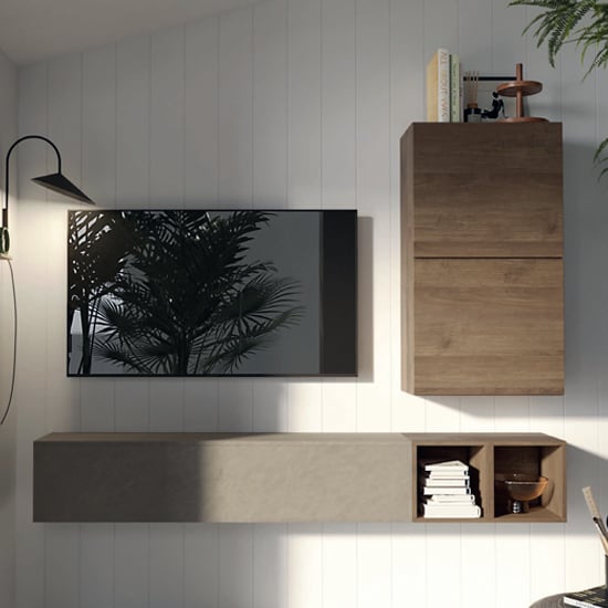 Read more about Genoa wooden entertainment unit in clay and mercury oak