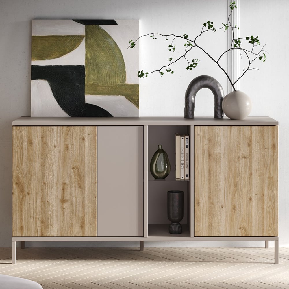 Read more about Genoa wooden sideboard with 3 doors in cashmere and cadiz oak