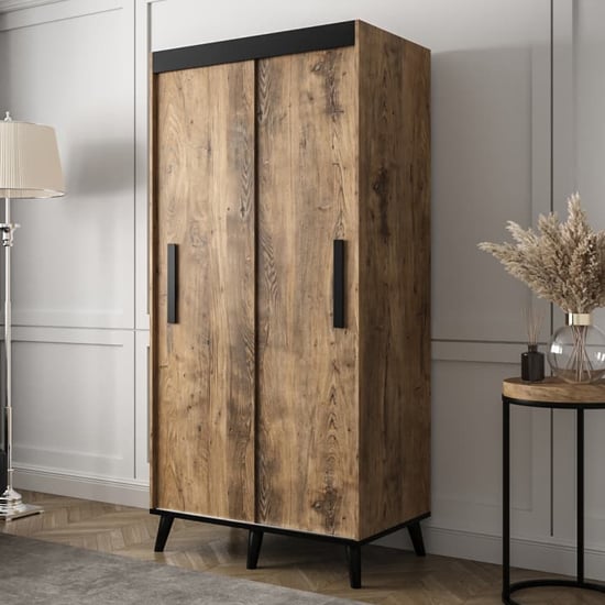 Product photograph of Genoa Wooden Wardrobe 2 Sliding Doors 100cm In Chestnut from Furniture in Fashion