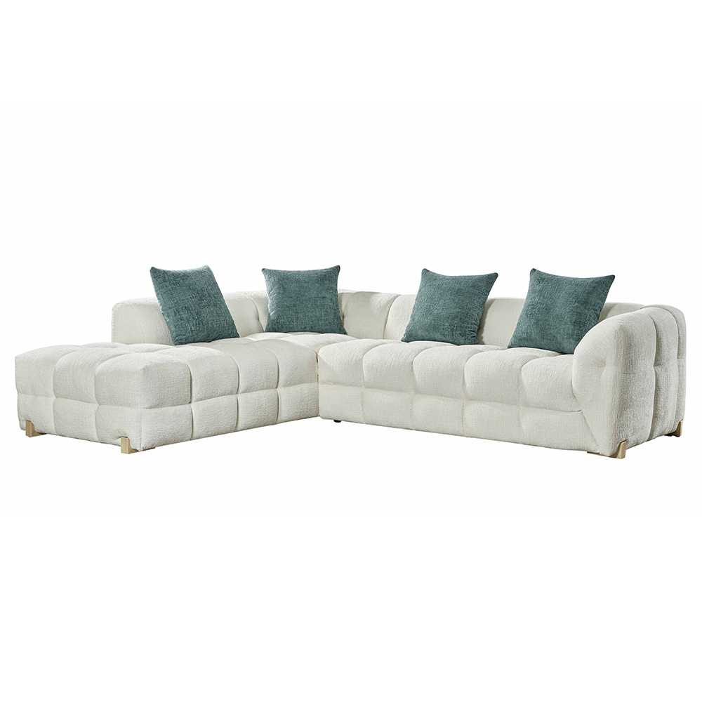 Genova Fabric Left Hand Corner Sofa In Beige