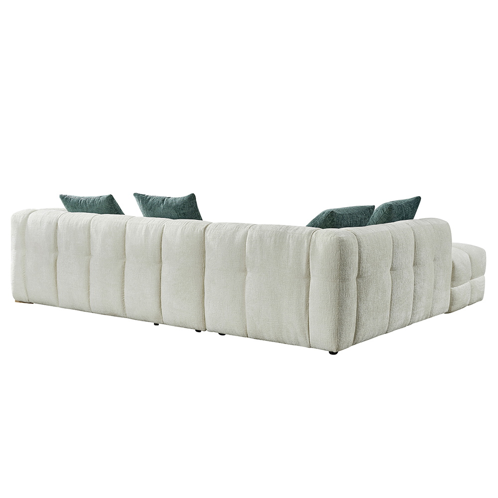 Genova Fabric Left Hand Corner Sofa In Beige