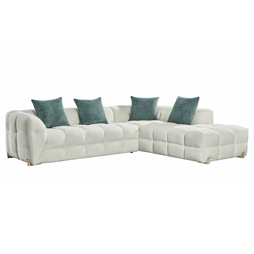 Genova Fabric Right Hand Corner Sofa In Beige