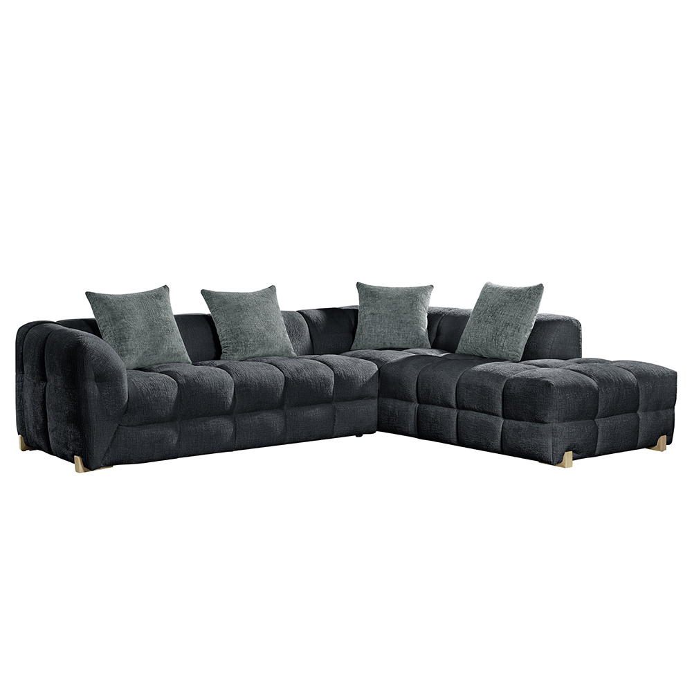 Genova Fabric Right Hand Corner Sofa In Charcoal