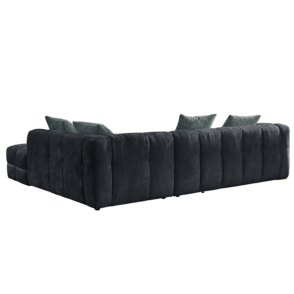 Genova Fabric Right Hand Corner Sofa In Charcoal
