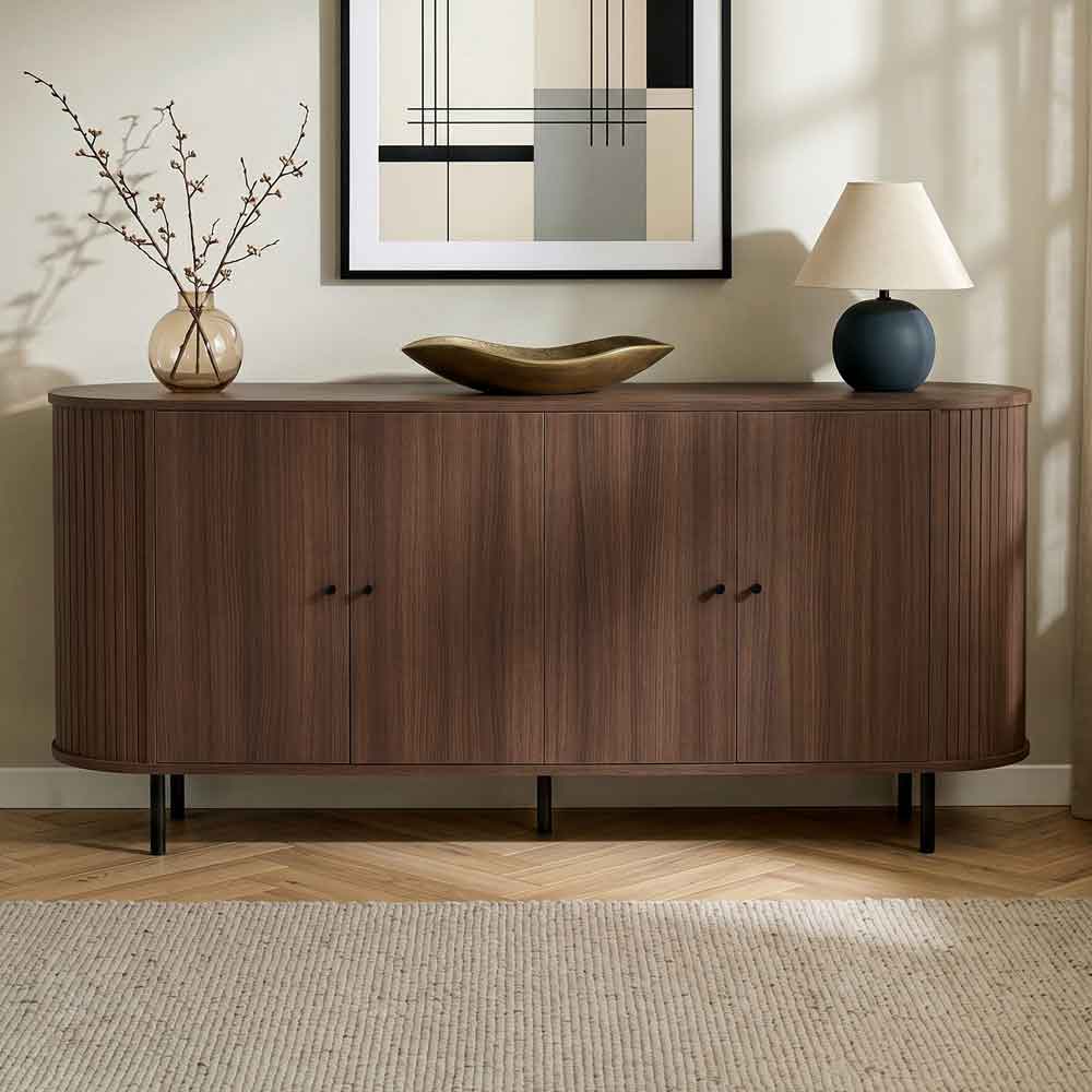 Gentle Wooden Sideboard with 4 Doors in Milano Walnut