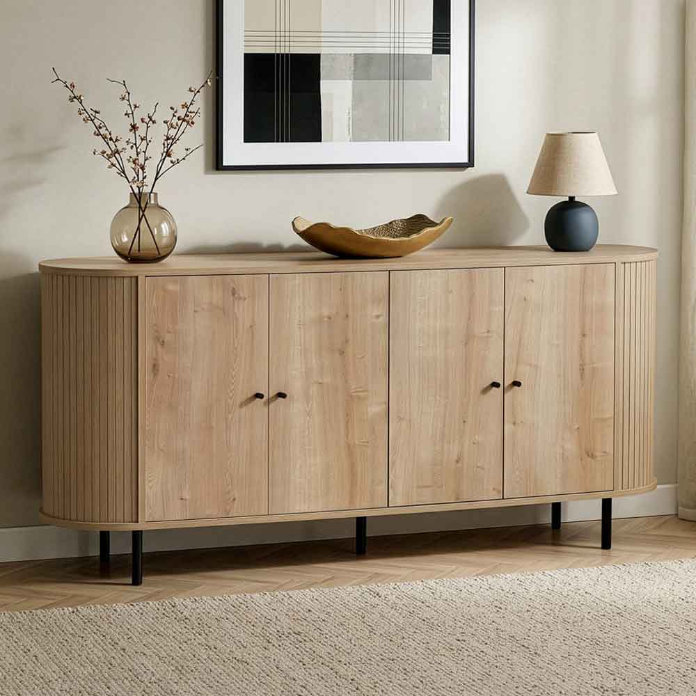 Gentle Wooden Sideboard with 4 Doors in Sapphire Oak