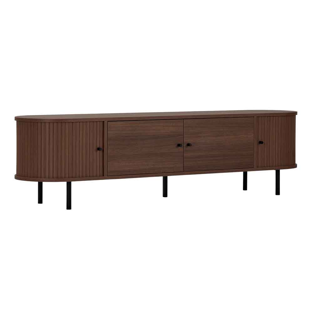Gentle Wooden TV Stand with 4 Doors in Milano Walnut