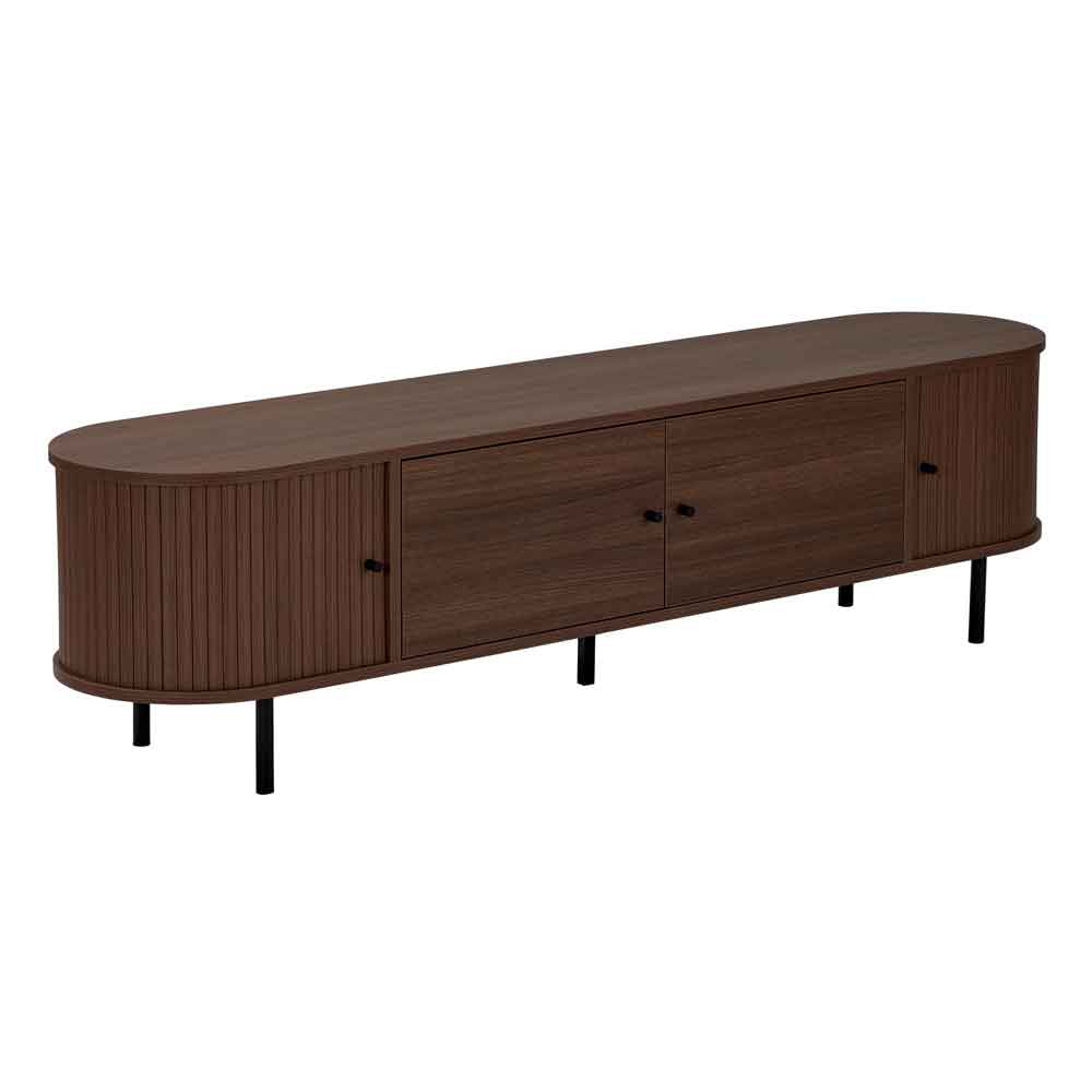 Gentle Wooden TV Stand with 4 Doors in Milano Walnut