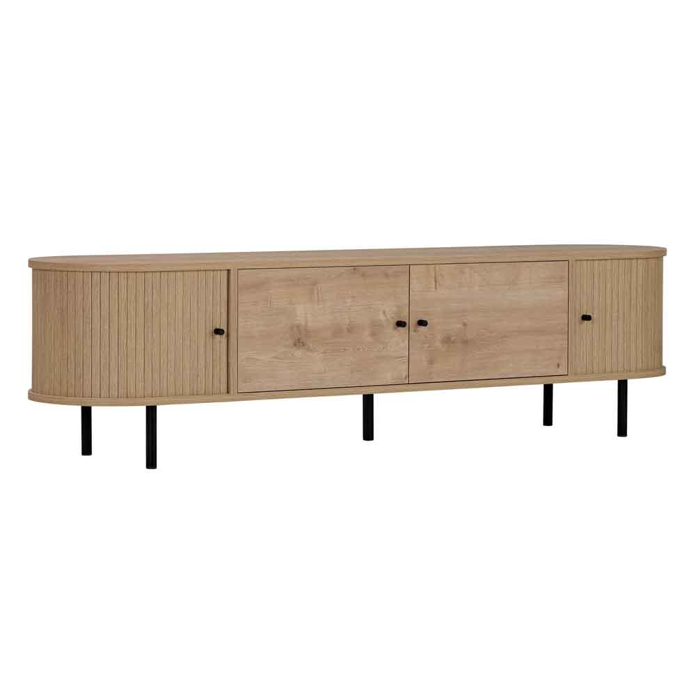 Gentle Wooden TV Stand with 4 Doors in Sapphire Oak