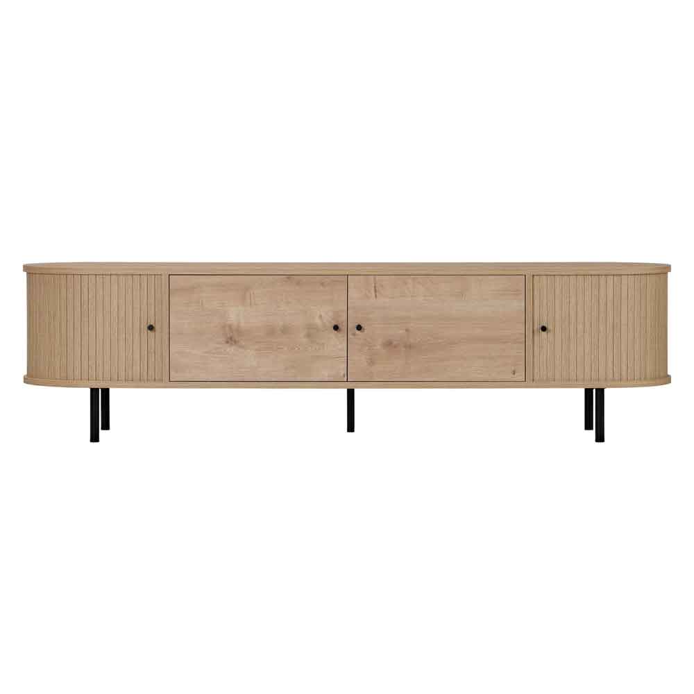 Gentle Wooden TV Stand with 4 Doors in Sapphire Oak