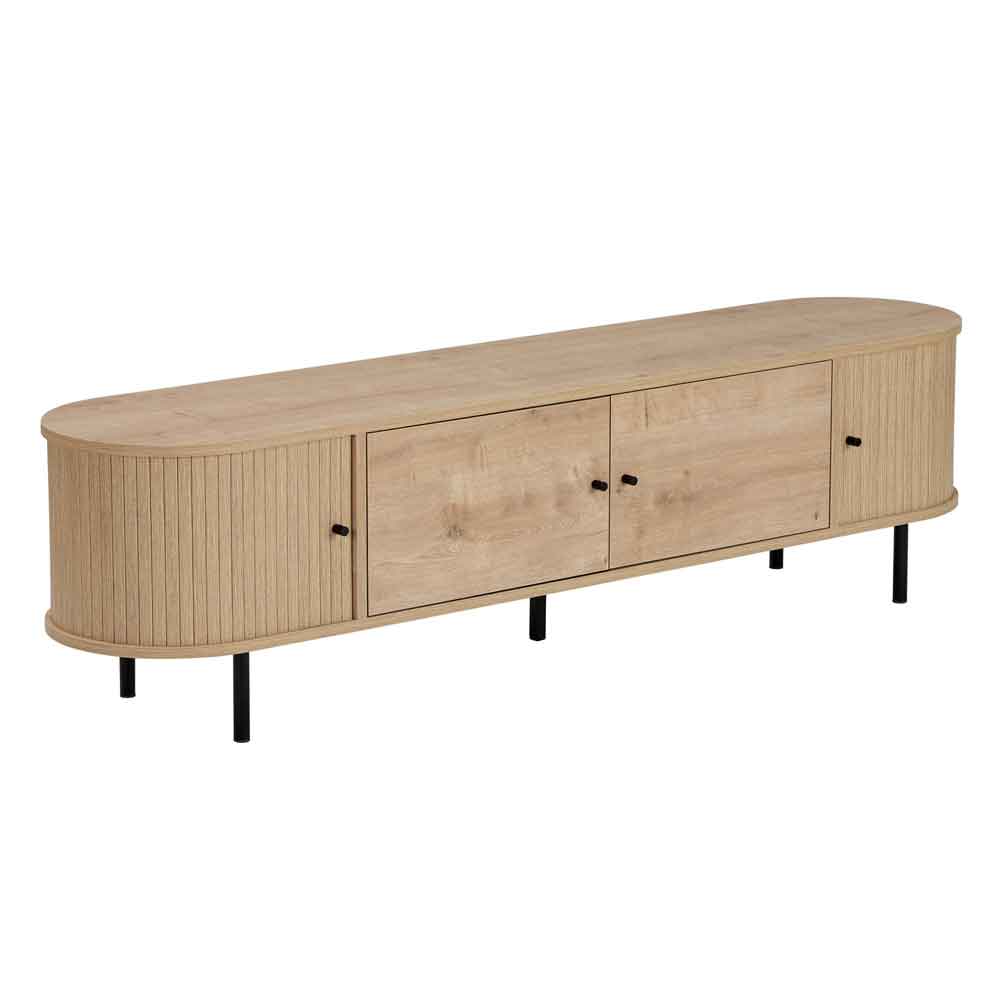 Gentle Wooden TV Stand with 4 Doors in Sapphire Oak